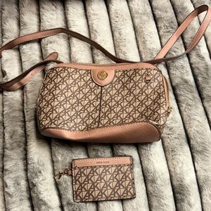 Anne Klein Brown and Tan Crossbody Bag Set